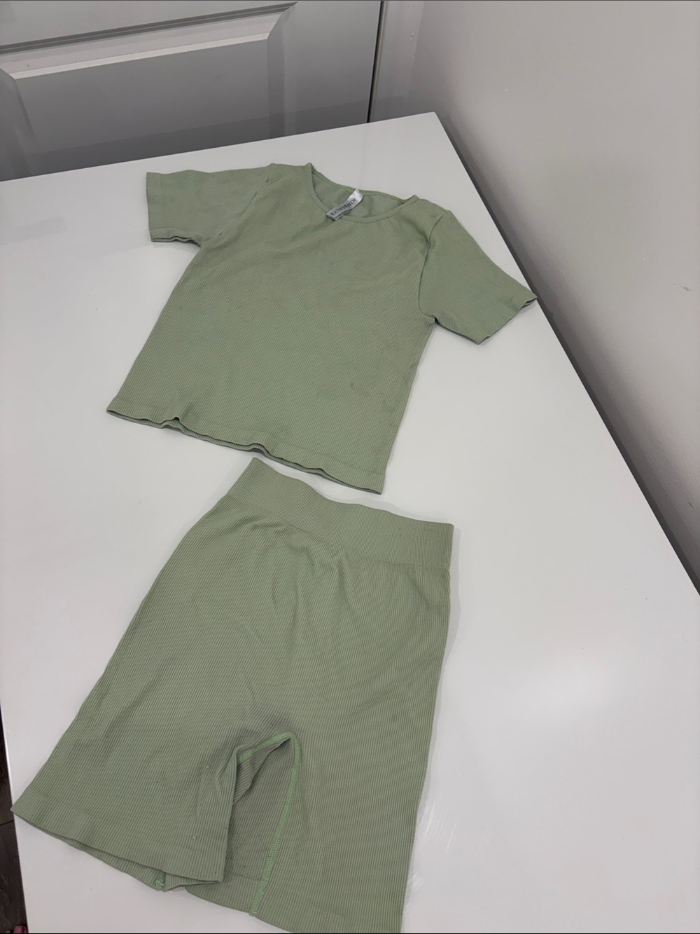 Mendocino Sage Green Athletic Biker Short Set